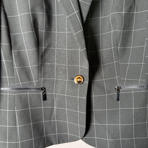 Le Suit Gray and White Window Pane with Women’s Suit 14 Petite - Picture 10 of 14
